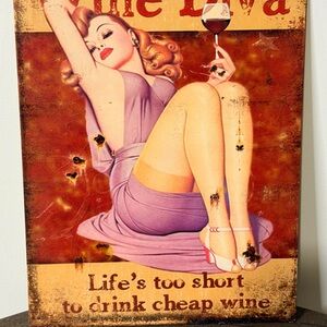 Vintage Style Wine Diva Wall Art